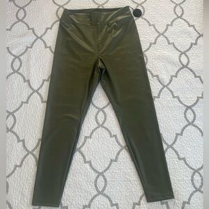 Aerie Offline Real Luxe Olive Green Faux Leather Leggings women’s size XL